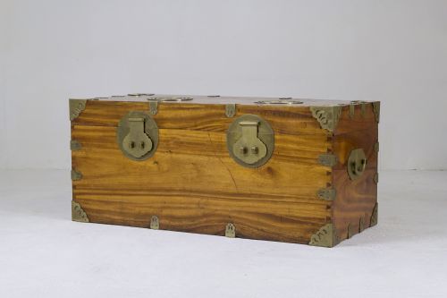 chinese brass bound camphor wood trunk - CATEGORY: ANTIQUE CHESTS - DATED 1900