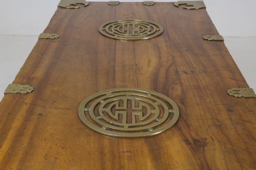 CHINESE BRASS BOUND CAMPHOR WOOD TRUNK - ADDITIONAL PHOTO 4