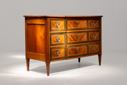 18TH CENTURY INLAID CHERRYWOOD AND KINGWOOD BREAKFRONT COMMODE - ADDITIONAL PHOTO 1