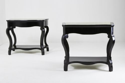 PAIR OF 19TH CENTURY ITALIAN MARBLE TOP EBONISED CONSOLE TABLES - ADDITIONAL PHOTO 2
