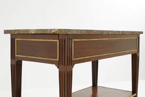 18TH CENTURY MARBLE TOP FRENCH MAHOGANY CONSOLE WITH BRASS INLAY - ADDITIONAL PHOTO 3