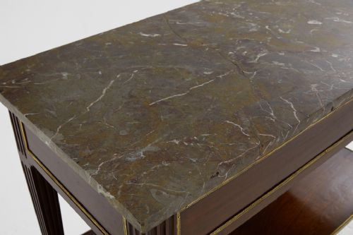 18TH CENTURY MARBLE TOP FRENCH MAHOGANY CONSOLE WITH BRASS INLAY - ADDITIONAL PHOTO 5