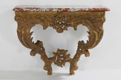 18th century french gilt console with marble top - CATEGORY: ANTIQUE TABLES - DATED 18TH CENTURY