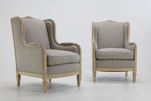 grand scale 19th century painted armchairs - CATEGORY: ANTIQUE CHAIRS - DATED 19TH CENTURY