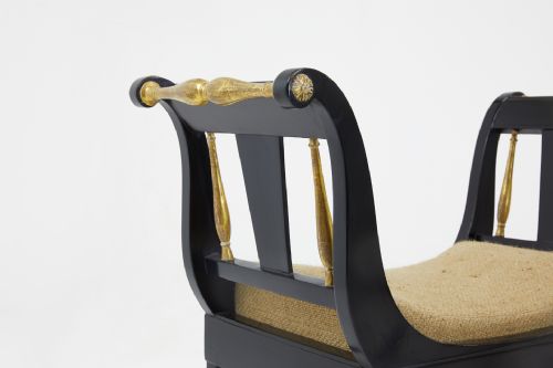 PAIR OF EBONISED AND GILDED STOOLS - ADDITIONAL PHOTO 3