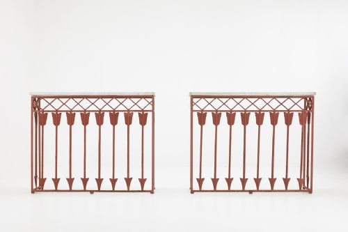 PAIR OF FRENCH 19TH CENTURY IRON CONSOLES - ADDITIONAL PHOTO 1