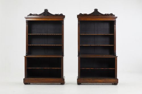 pair of english rosewood bookcases - CATEGORY: ANTIQUE BOOKCASES - DATED 19TH CENTURY