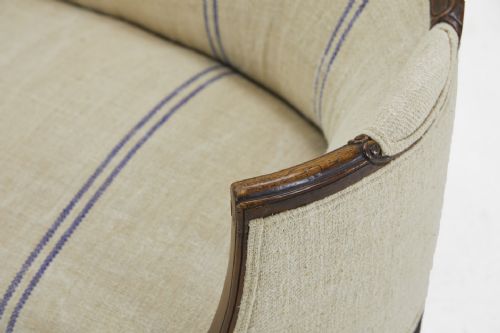 FRENCH 18TH CENTURY WALNUT SOFA IN VINTAGE FRENCH HEMP - ADDITIONAL PHOTO 1