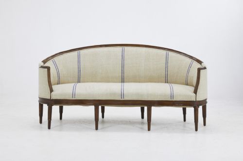 FRENCH 18TH CENTURY WALNUT SOFA IN VINTAGE FRENCH HEMP - ADDITIONAL PHOTO 4