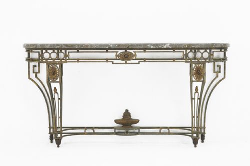 LARGE WROUGHT IRON FRENCH 19TH CENTURY CONSOLE TABLE - ADDITIONAL PHOTO 2