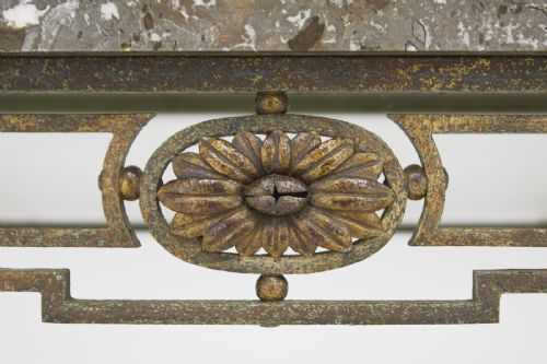 LARGE WROUGHT IRON FRENCH 19TH CENTURY CONSOLE TABLE - ADDITIONAL PHOTO 4