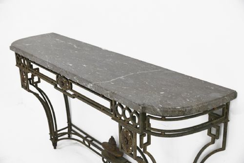 LARGE WROUGHT IRON FRENCH 19TH CENTURY CONSOLE TABLE - ADDITIONAL PHOTO 5
