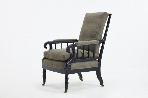 19th century french ebonised armchair - CATEGORY: ANTIQUE CHAIRS - DATED 19TH CENTURY