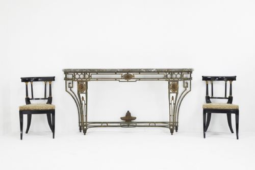 LARGE WROUGHT IRON FRENCH 19TH CENTURY CONSOLE TABLE - ADDITIONAL PHOTO 6