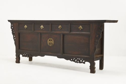 19TH CENTURY CHINESE ELM SIDEBOARD WITH CARVED DECORATION - ADDITIONAL PHOTO 1