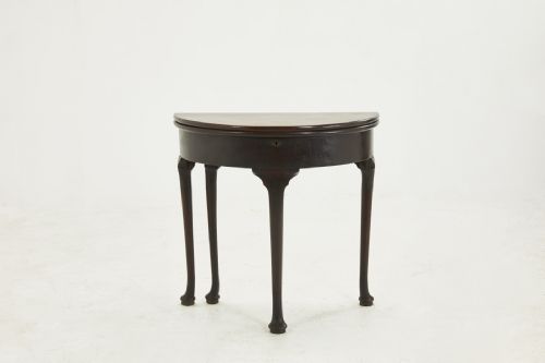 george ii mahogany pad foot half round tea table - CATEGORY: ANTIQUE TABLES - DATED GEORGIAN