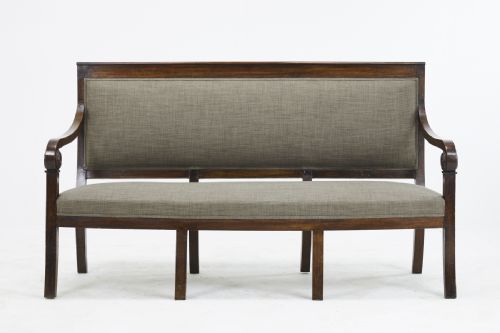 EARLY 19TH CENTURY FRENCH WALNUT SOFA WITH CARVED ARMRESTS - ADDITIONAL PHOTO 1