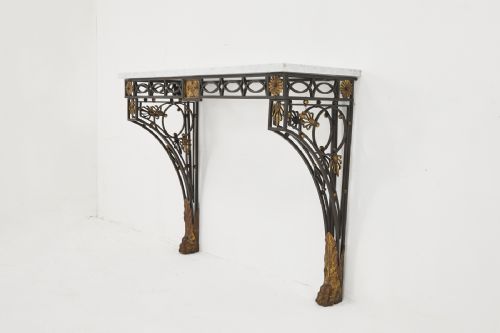 19th century french wrought iron console table with marble top - CATEGORY: ANTIQUE TABLES - DATED 19TH CENTURY