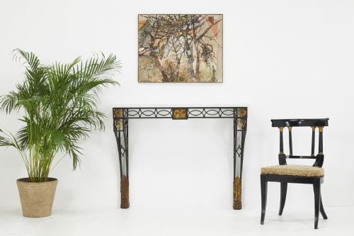 19TH CENTURY FRENCH WROUGHT IRON CONSOLE TABLE WITH MARBLE TOP - ADDITIONAL PHOTO 9
