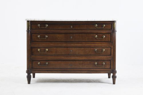 early 19th century french mahogany marble top commode - CATEGORY: ANTIQUE CHEST OF DRAWERS - DATED 19TH CENTURY