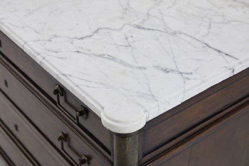 EARLY 19TH CENTURY FRENCH MAHOGANY MARBLE TOP COMMODE - ADDITIONAL PHOTO 3