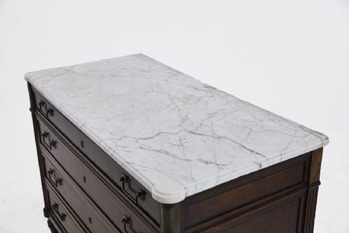 EARLY 19TH CENTURY FRENCH MAHOGANY MARBLE TOP COMMODE - ADDITIONAL PHOTO 4