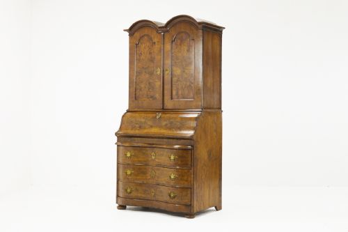 18th century german double dome walnut bureau cabinet - CATEGORY: ANTIQUE BUREAU - DATED 18TH CENTURY