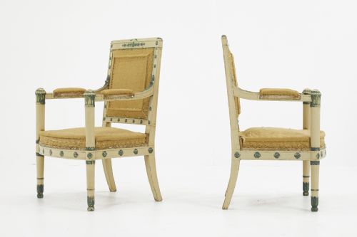 pair of french 19th century carved wood painted chairs - CATEGORY: ANTIQUE CHAIRS - DATED 19TH CENTURY
