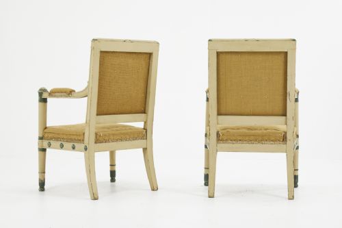 PAIR OF FRENCH 19TH CENTURY CARVED WOOD PAINTED CHAIRS - ADDITIONAL PHOTO 1