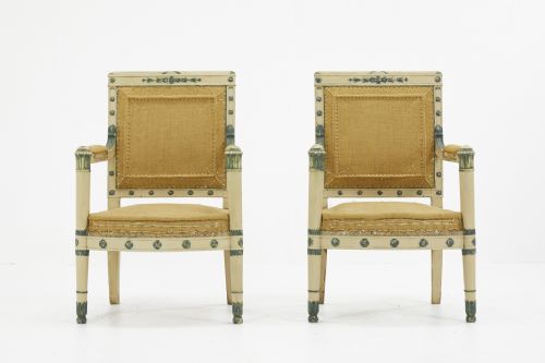 PAIR OF FRENCH 19TH CENTURY CARVED WOOD PAINTED CHAIRS - ADDITIONAL PHOTO 2