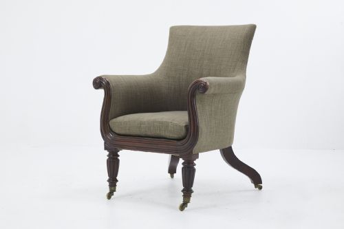 english regency simulated rosewood library chair - CATEGORY: ANTIQUE CHAIRS - DATED REGENCY