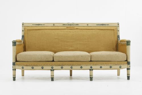 19th century french carved wood painted sofa - CATEGORY: ANTIQUE SOFAS - DATED 19TH CENTURY