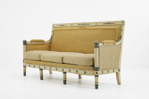 19TH CENTURY FRENCH CARVED WOOD PAINTED SOFA - ADDITIONAL PHOTO 2