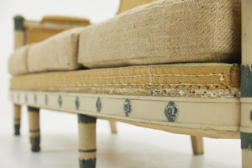 19TH CENTURY FRENCH CARVED WOOD PAINTED SOFA - ADDITIONAL PHOTO 3