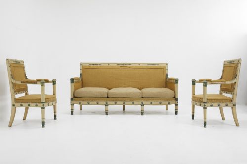 19TH CENTURY FRENCH CARVED WOOD PAINTED SOFA - ADDITIONAL PHOTO 8
