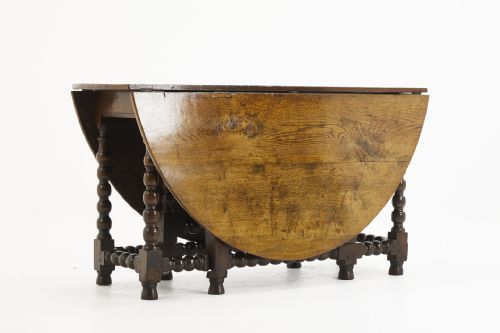 english charles ii oak drop leaf bobbin turned gate leg table - CATEGORY: ANTIQUE TABLES - DATED 19TH CENTURY
