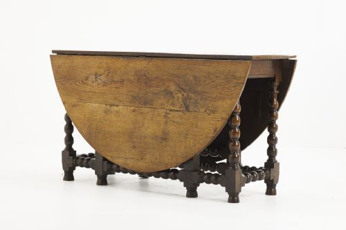 ENGLISH CHARLES II OAK DROP LEAF BOBBIN TURNED GATE LEG TABLE - ADDITIONAL PHOTO 2