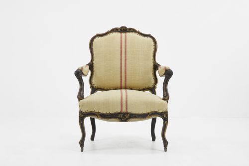 19th century large scale french ebonised armchair - CATEGORY: ANTIQUE CHAIRS - DATED 19TH CENTURY
