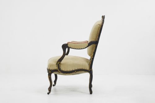 19TH CENTURY LARGE SCALE FRENCH EBONISED ARMCHAIR - ADDITIONAL PHOTO 3