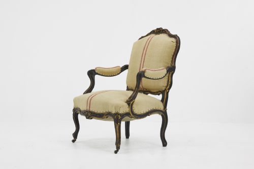 19TH CENTURY LARGE SCALE FRENCH EBONISED ARMCHAIR - ADDITIONAL PHOTO 4