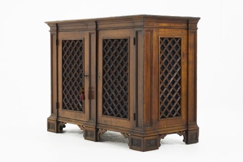 18th century italian walnut cabinet with lattice work doors - CATEGORY: ANTIQUE CABINETS - DATED 18TH CENTURY