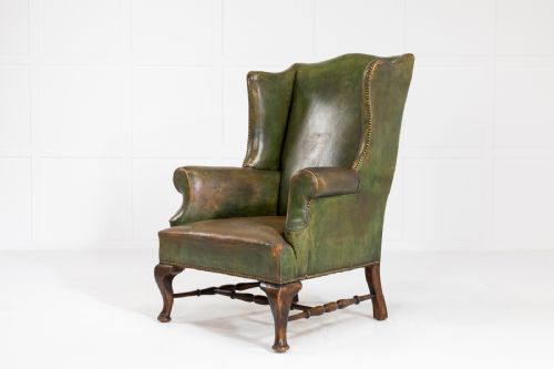 early 19th century english leather wing armchair - CATEGORY: ANTIQUE CHAIRS - DATED 19TH CENTURY