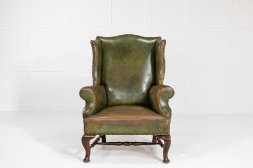 EARLY 19TH CENTURY ENGLISH LEATHER WING ARMCHAIR - ADDITIONAL PHOTO 1
