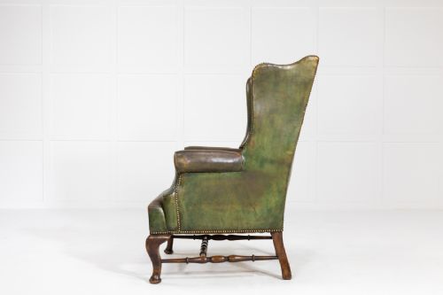 EARLY 19TH CENTURY ENGLISH LEATHER WING ARMCHAIR - ADDITIONAL PHOTO 3