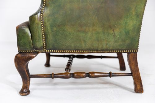 EARLY 19TH CENTURY ENGLISH LEATHER WING ARMCHAIR - ADDITIONAL PHOTO 4