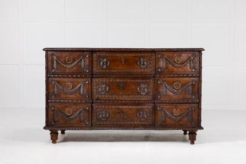 18th century rustic carved cherry commode - CATEGORY: ANTIQUE CHEST OF DRAWERS - DATED 18TH CENTURY