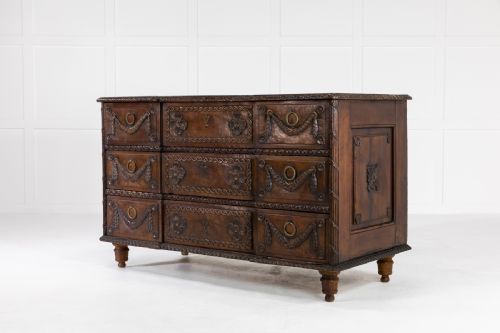 18TH CENTURY RUSTIC CARVED CHERRY COMMODE - ADDITIONAL PHOTO 1