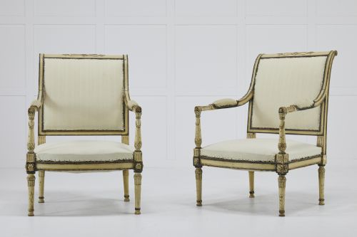 pair of early 19th century french painted armchairs - CATEGORY: ANTIQUE CHAIRS - DATED 19TH CENTURY