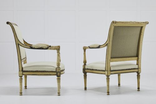 PAIR OF EARLY 19TH CENTURY FRENCH PAINTED ARMCHAIRS - ADDITIONAL PHOTO 2