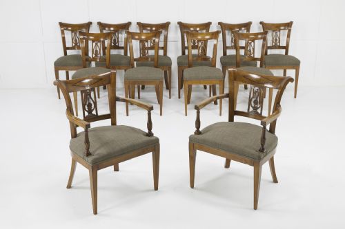 set of twelve 19th century austrian cherry wood dining chairs - CATEGORY: ANTIQUE CHAIRS - DATED 19TH CENTURY